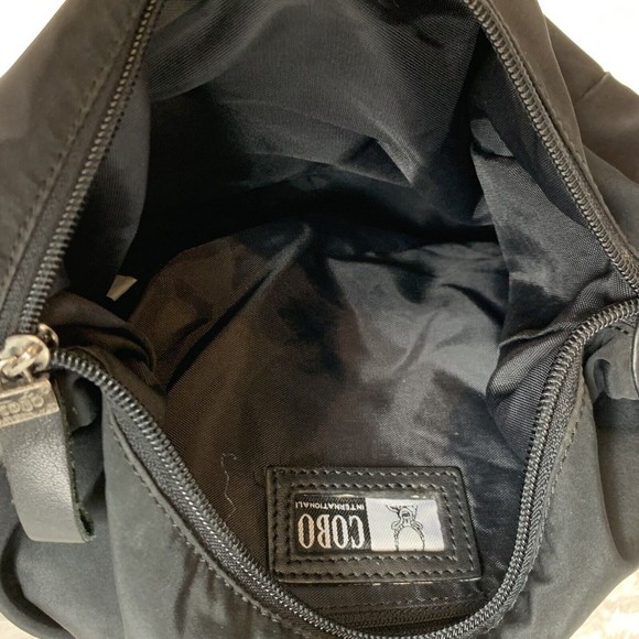 COBO INTERNATIONAL handbag satchel Logo Canvas silver Hardware black leather - Picture 5 of 16